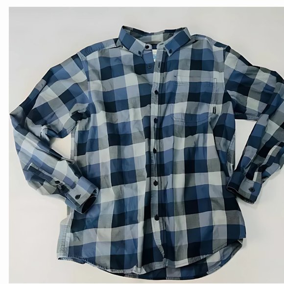 Columbia Men's Button-Up Flannel Shirt – Fall/Winter Plaid – Size L – Blue - Picture 2 of 4